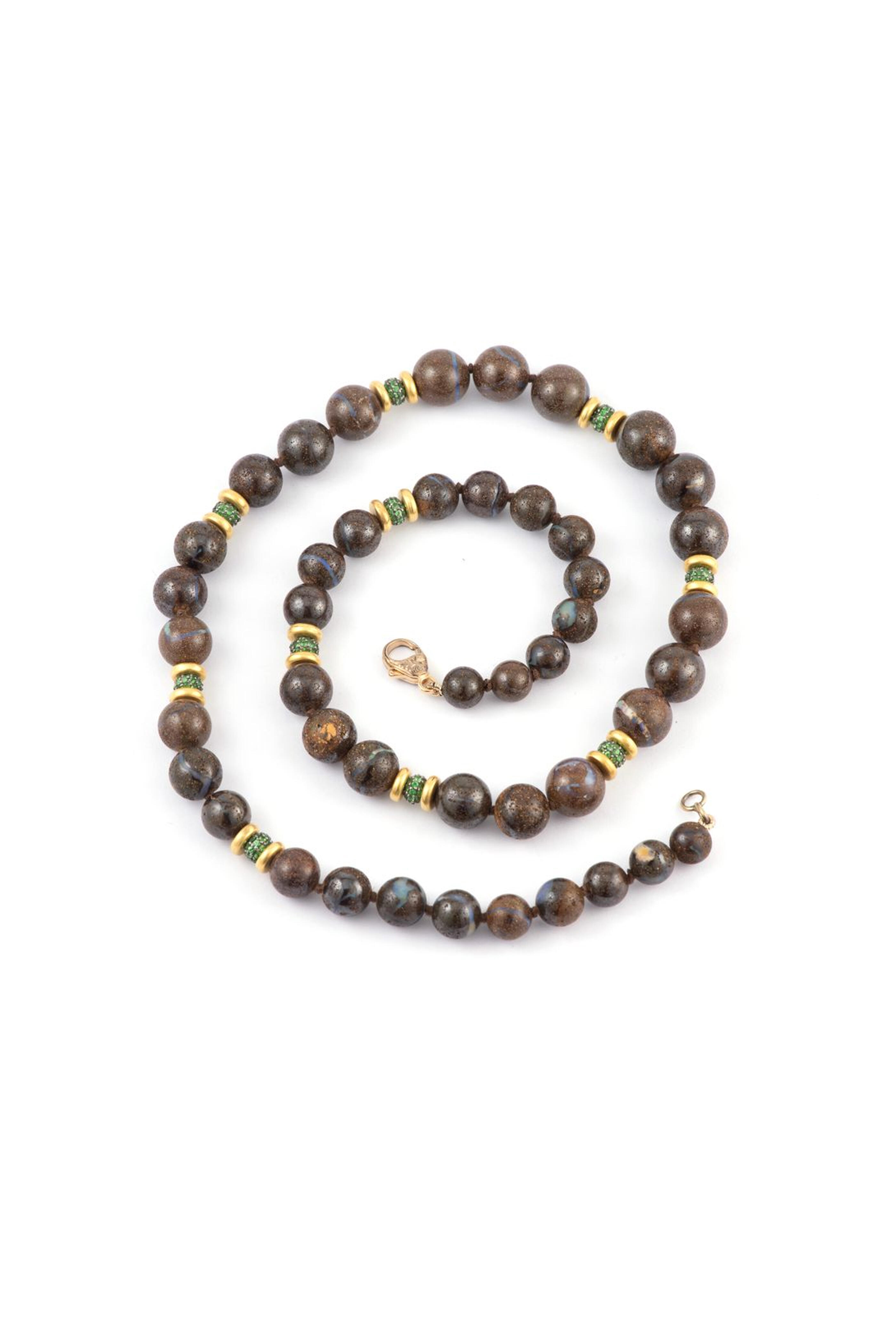 Sylva & Cie - Tsavorite & Opal Beaded Necklace