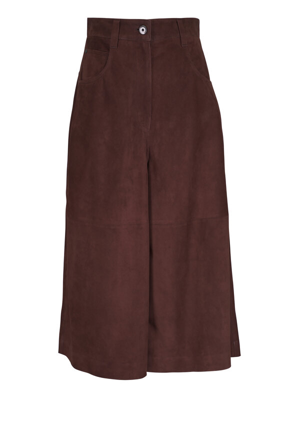 Brunello Cucinelli Hazelnut Suede Low Slung Crop Pant