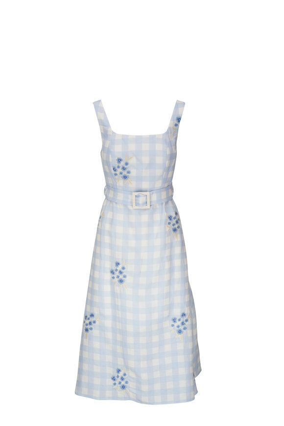 Sachin + Babi - Bryce Blue Gingham & Floral Embroidered Dress 