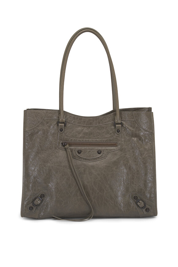 Balenciaga Medium Le City Army Green Leather Tote