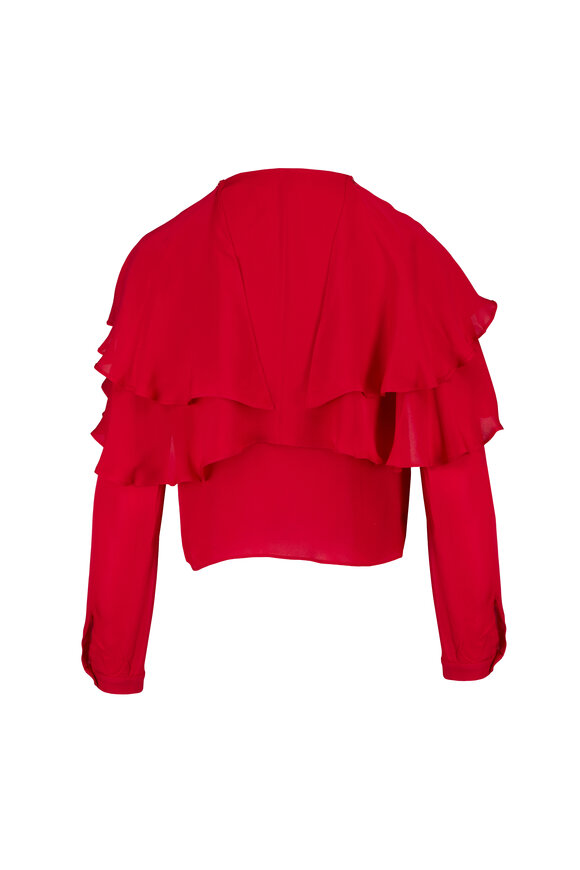 Frame Lipstick Red Wrap Cape Blouse - view 2