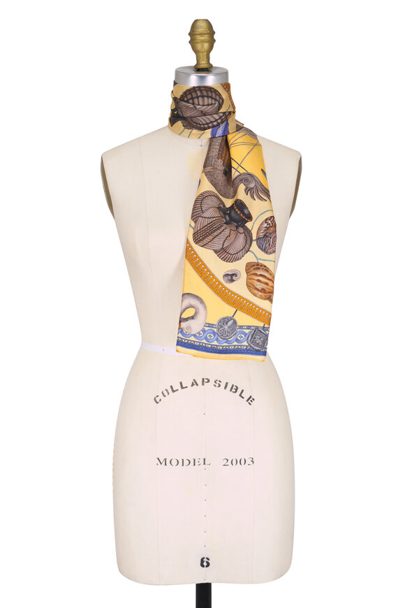 Sabina Savage Dancing Delphinus Mango Silk Twill Scarf 90