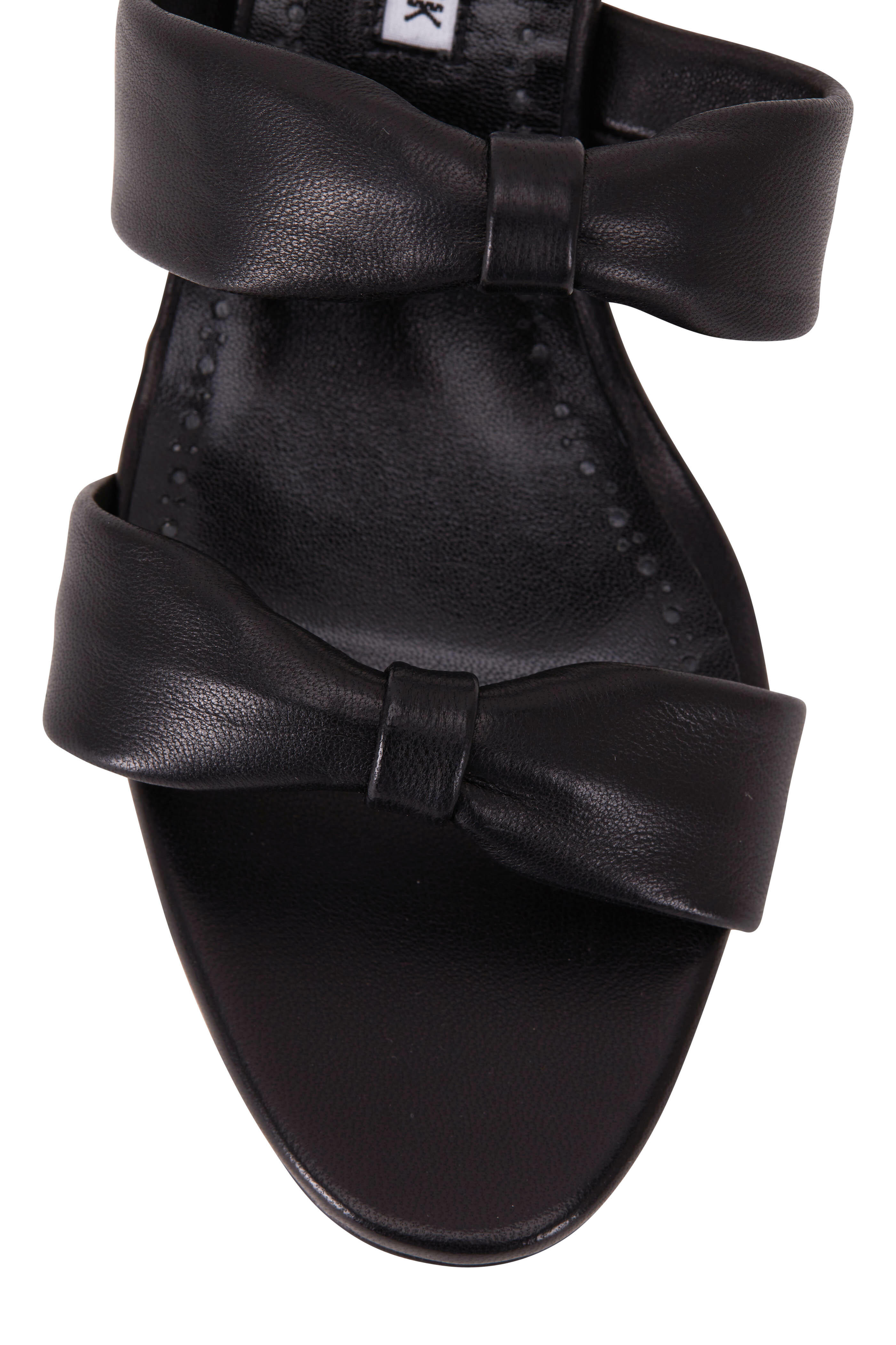 Manolo Blahnik - Pallera Black Leather Two Band Mule, 50mm