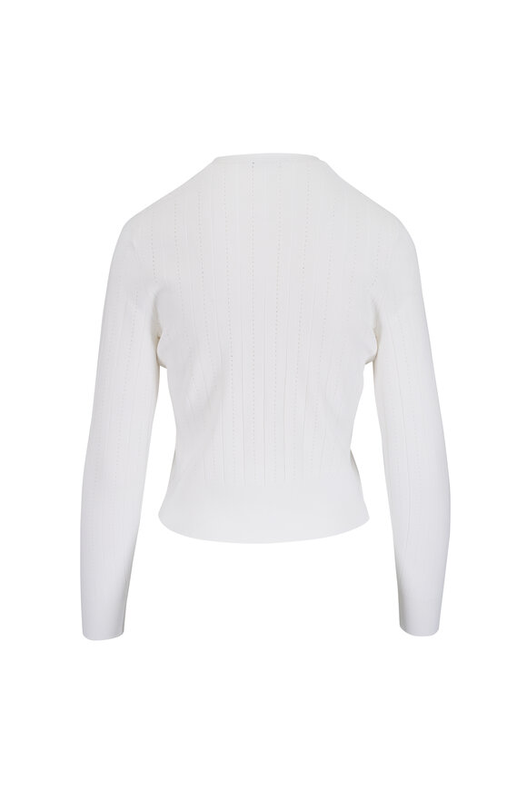 Adam Lippes Faye Ivory Jacquard Pointelle Stitch Cardigan - view 2