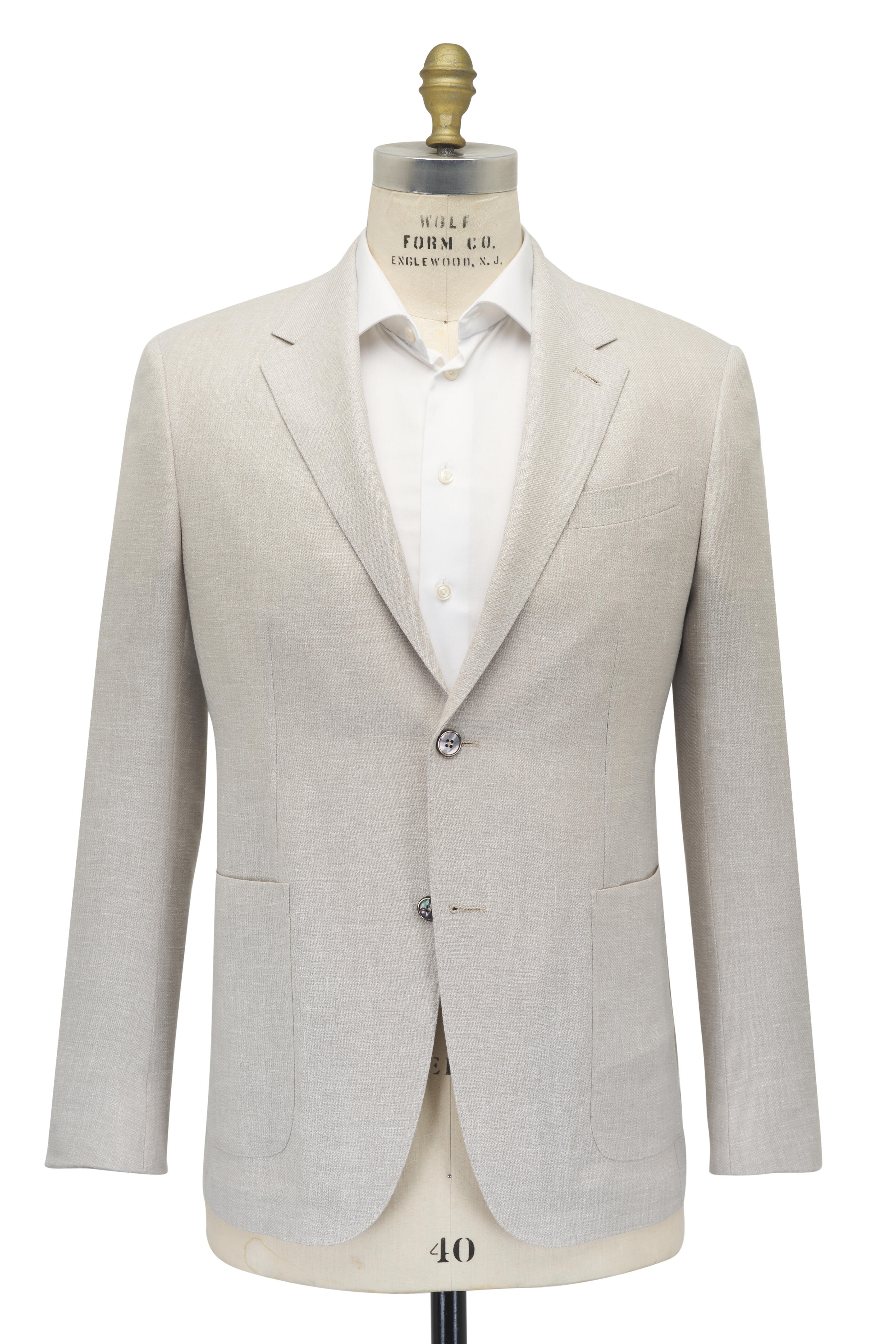 Zegna - Solid Stone Fancy Linen, Wool & Silk Sportcoat