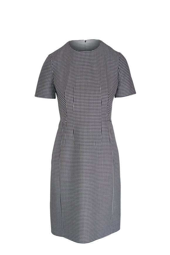 Akris - Black & Ecru Plaid Sheath Dress 