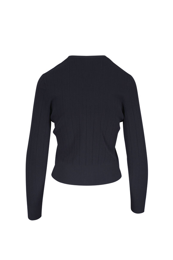 Adam Lippes Faye Black Jacquard Pointelle Stitch Cardigan - view 4