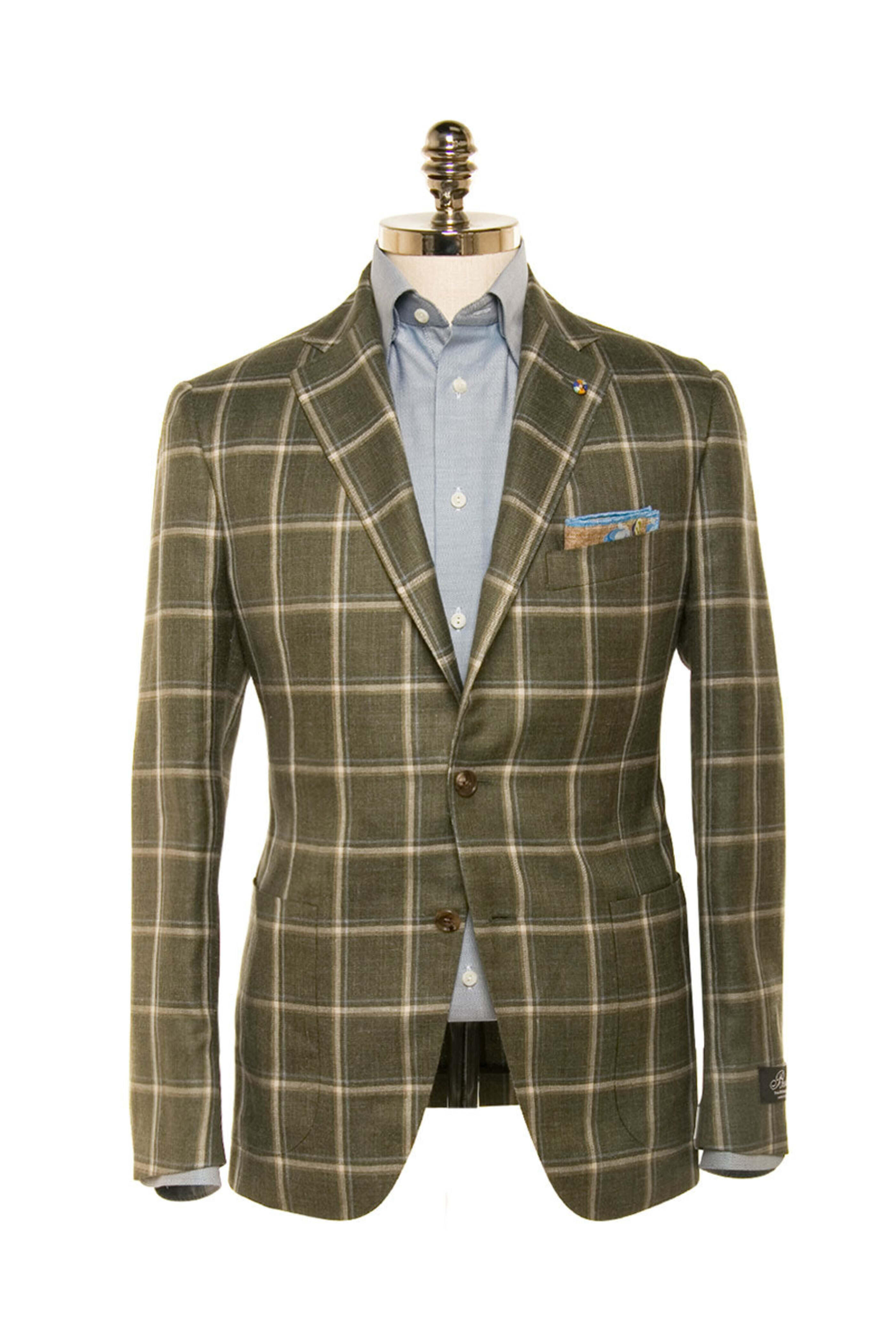 Belvest - Olive Green Windowpane Sportcoat