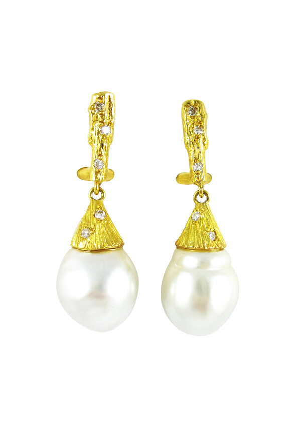 K. Brunini Jewels South Sea Pearl & Diamond Twig Earrings - view 1