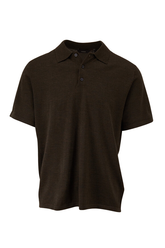 Vince - Deep Green Merino Wool Short Sleeve Polo