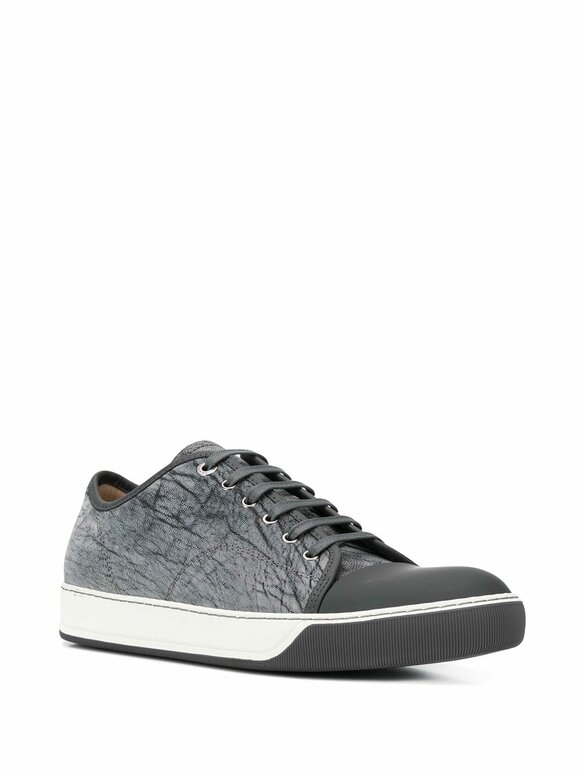 Lanvin - Greay Textured Leather Cap-Toe Sneaker