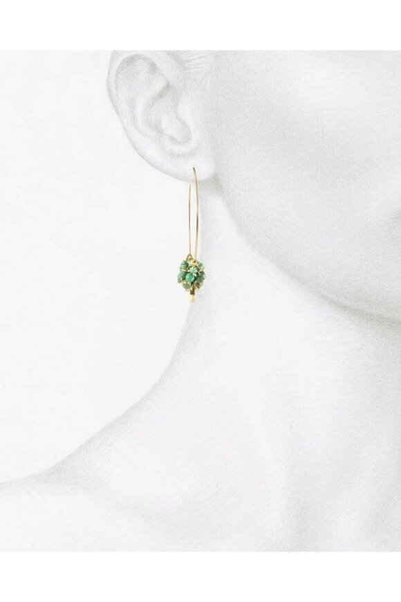 Ted Muehling Chinese Turquoise Small Hoop Cluster Earrings - view 2