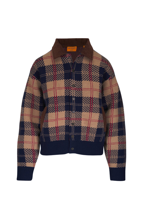 Guest in Residence Camel Tartan Plaid Wool & Cashmere Bomber - view 1