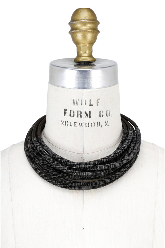 Brunello Cucinelli - Military Leather & Monili Layered Tube Necklace