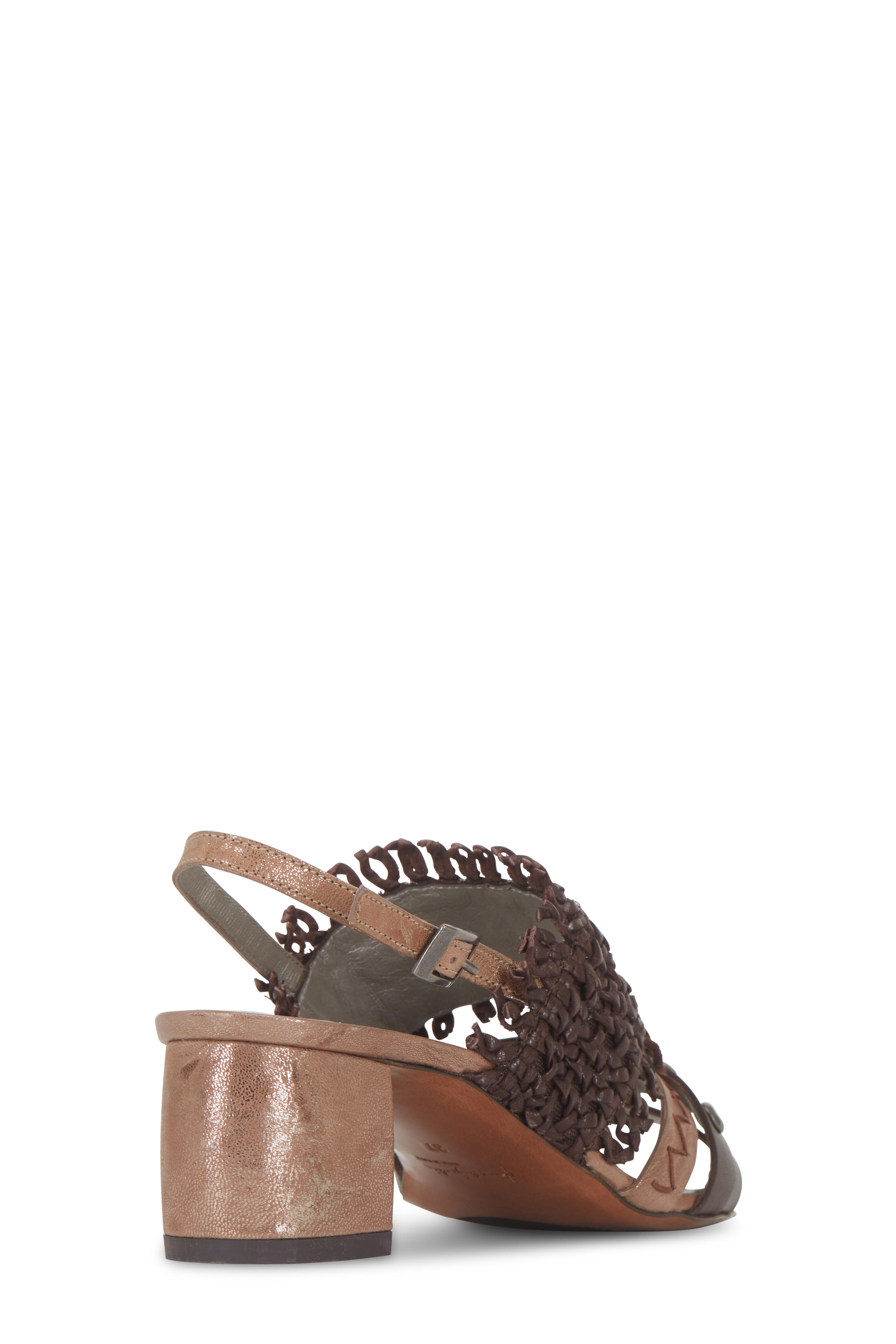 Henry Beguelin - Castagno Brown Woven & Studded Sandal, 50mm