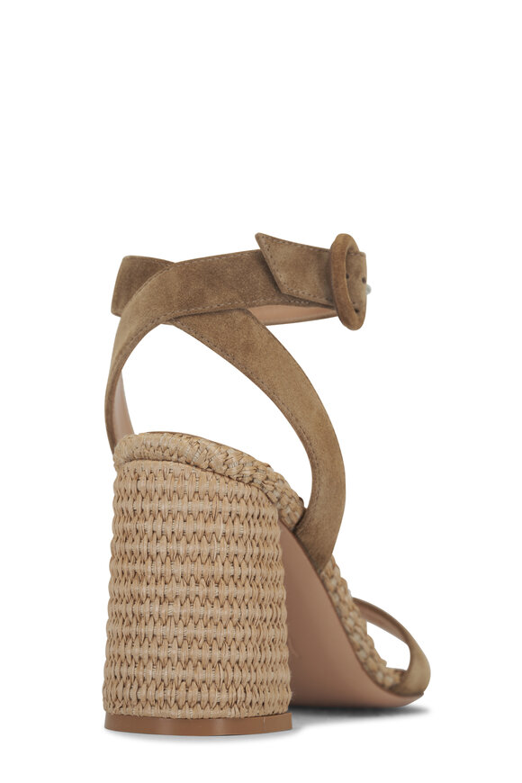 Gianvito Rossi - Camel Suede & Raffia Sandal, 85mm