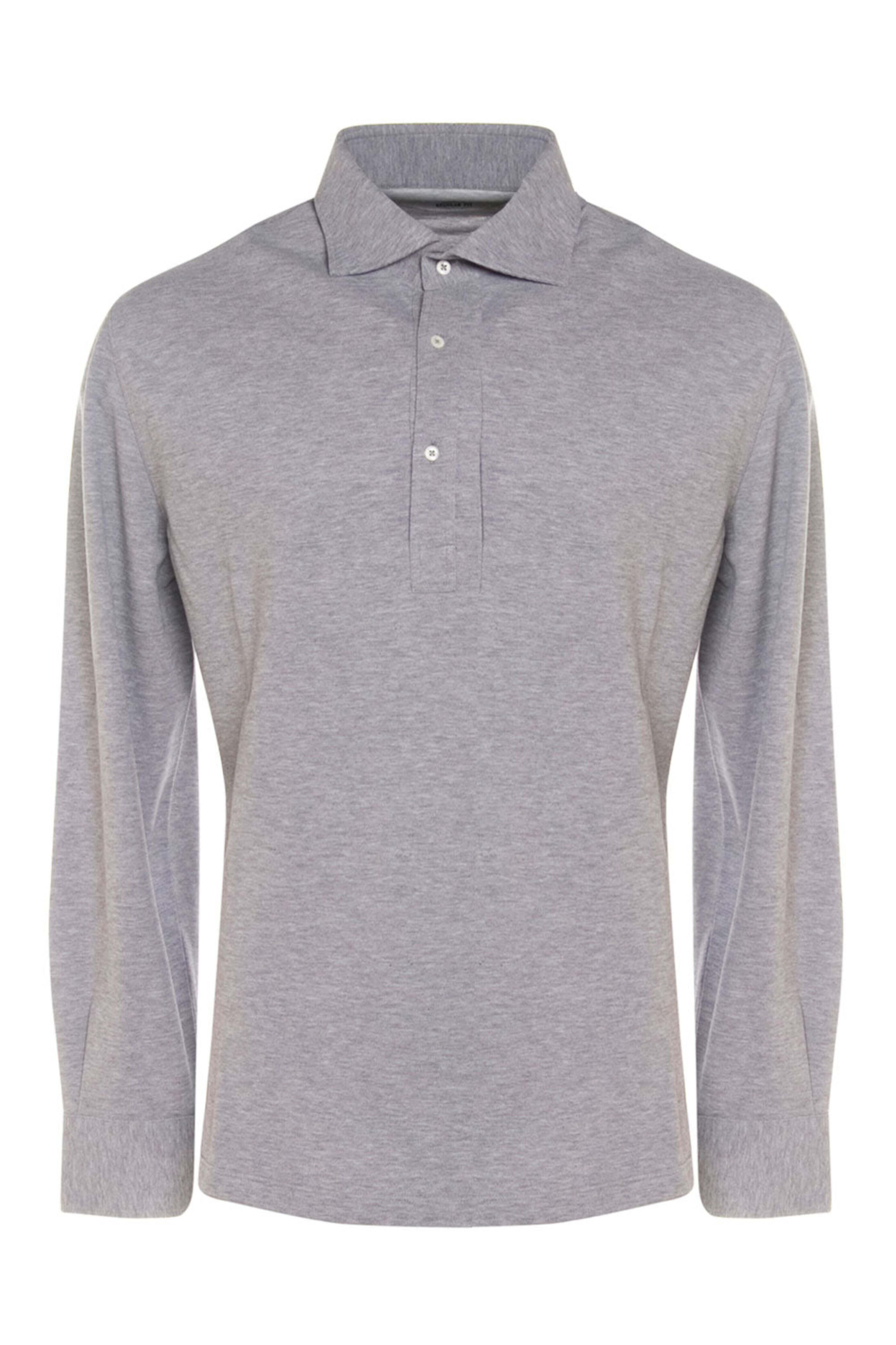 Brunello Cucinelli - Grey Long Sleeve Pique Polo