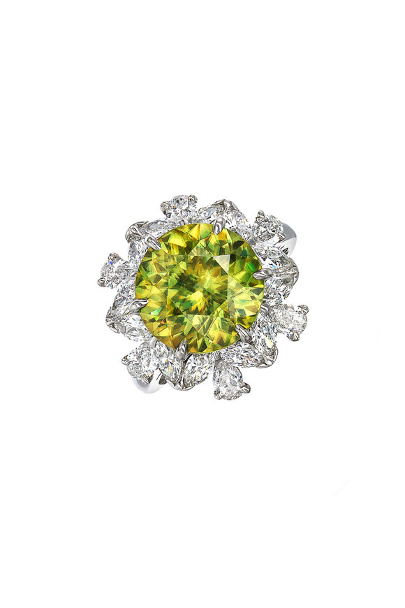 Oscar Heyman - Platinum Sphene & Diamond Ring