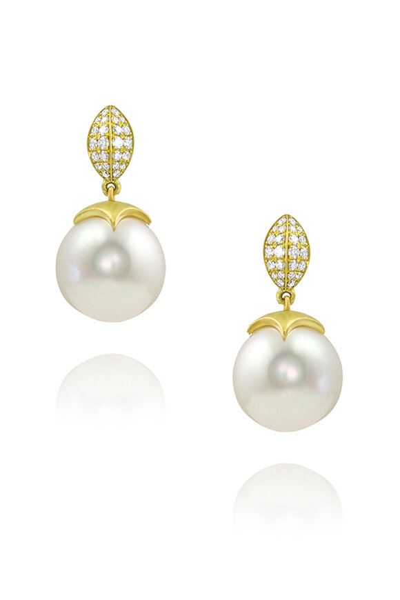 Leigh Maxwell Bahari Diamond & South Sea Pearl Drop Earrings 