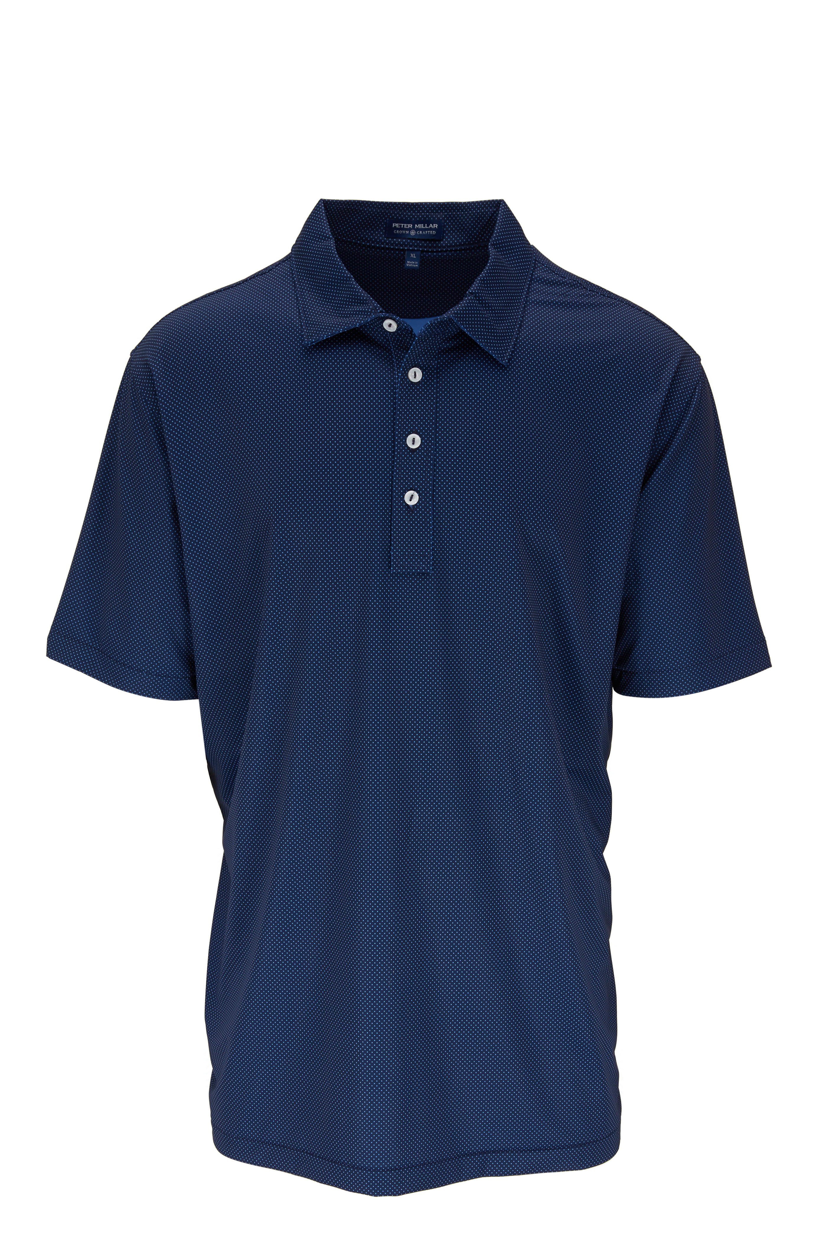 Peter Millar - Navy Dot Print Performance Polo | Mitchell Stores