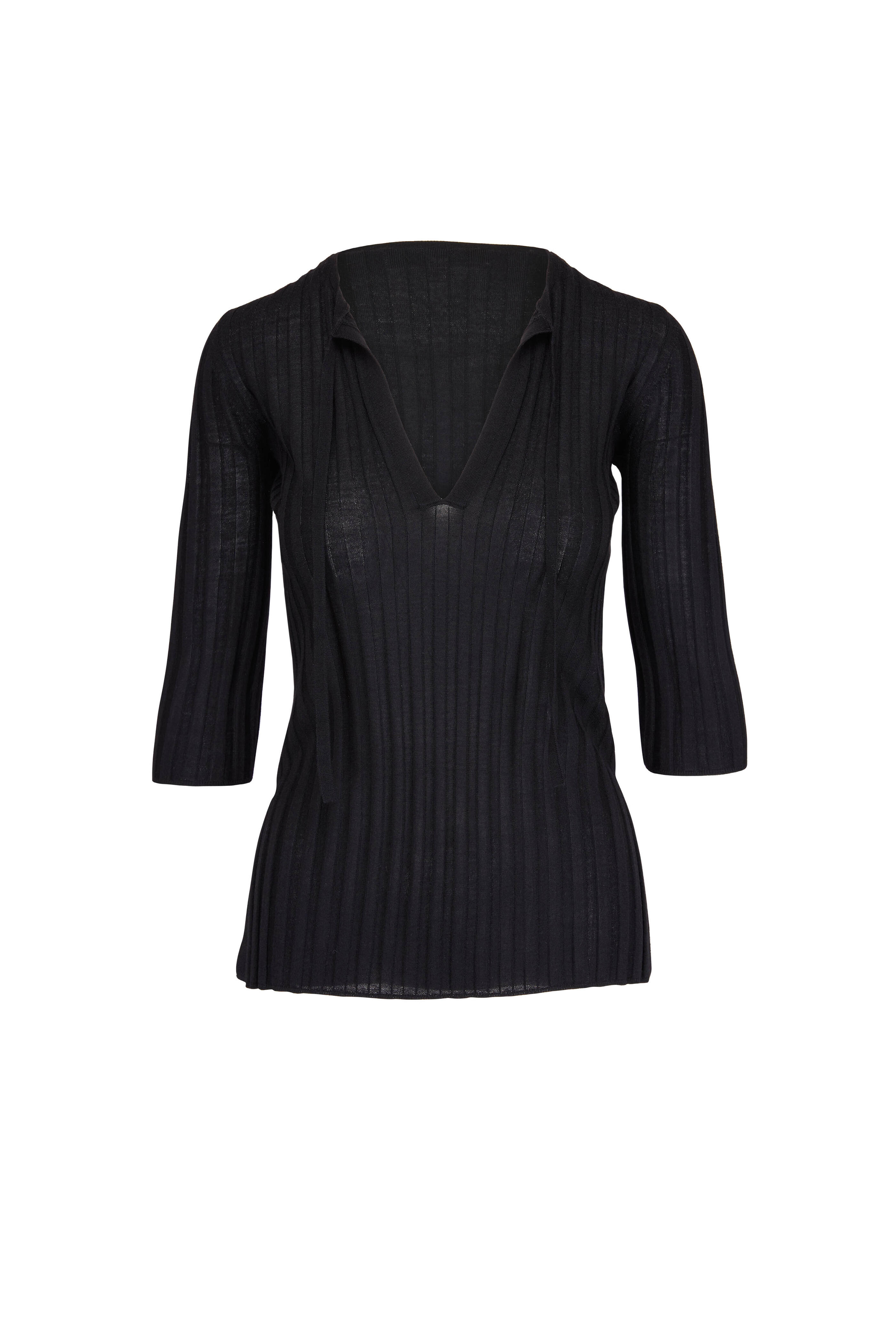 Dorothee Schumacher - Black Ribbed Elbow Sleeve Sweater