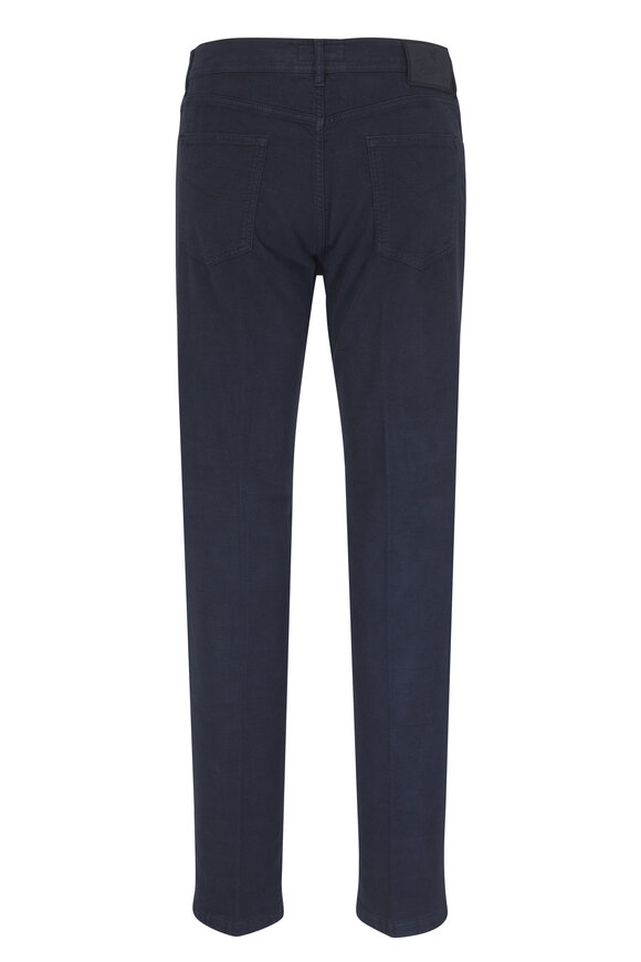 Marco Pescarolo Nerano Navy Blue Cotton & Silk Five Pocket Pant - view 4