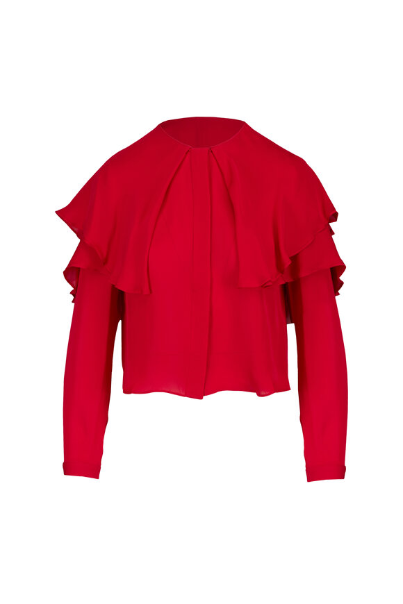 Frame Lipstick Red Wrap Cape Blouse - view 1