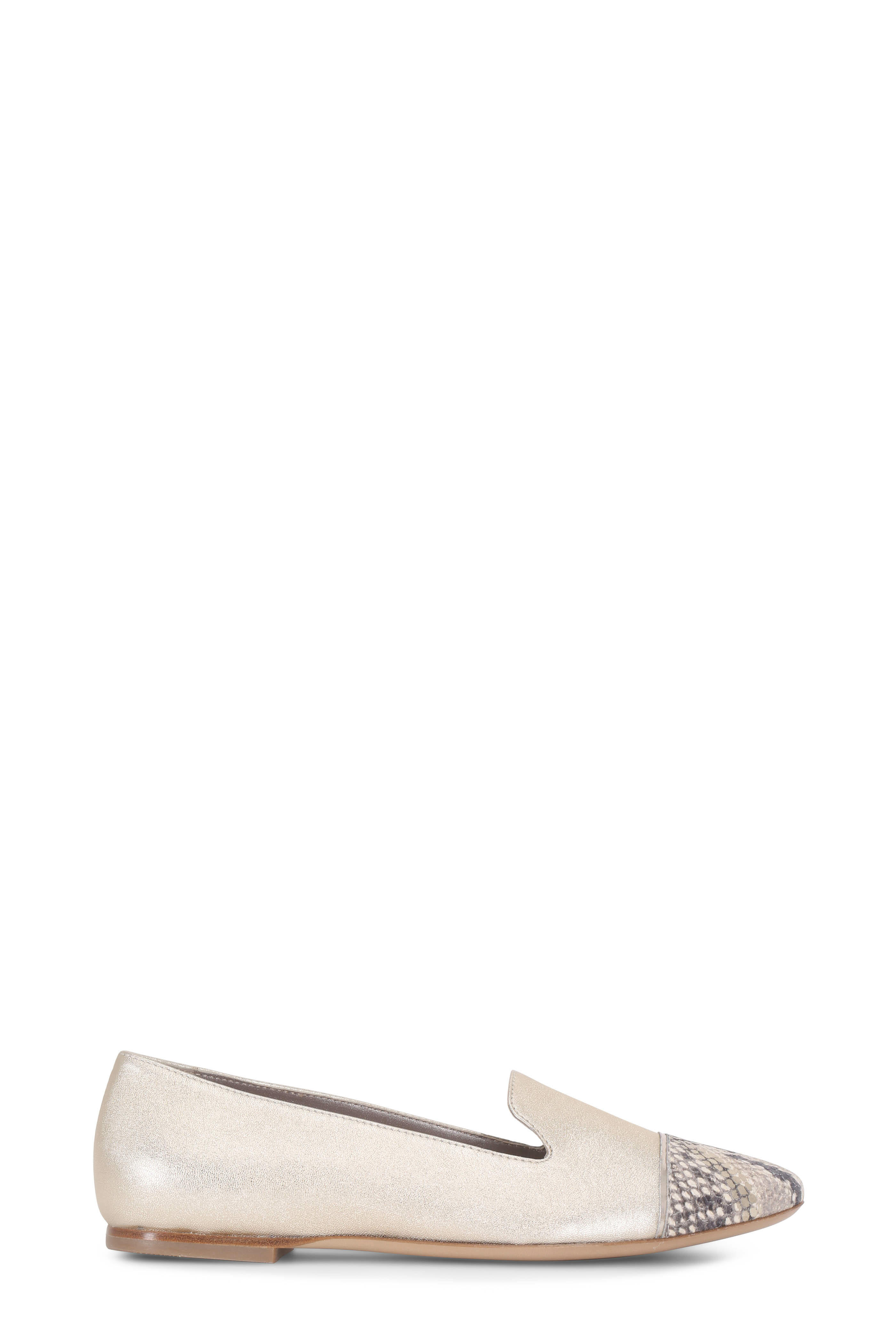 AGL - Gold Leather & Snakeskin Cap-Toe Flat