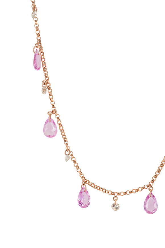 Kai Linz - Diamond & Pink Sapphire Droplet Necklace