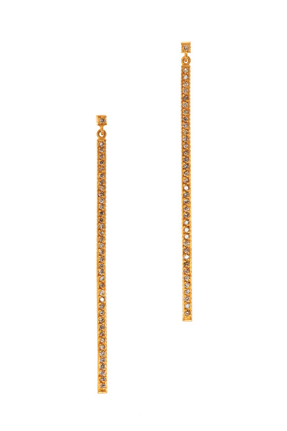 Yossi Harari - Lilah Yellow Gold Champagne Diamond Long Earrings