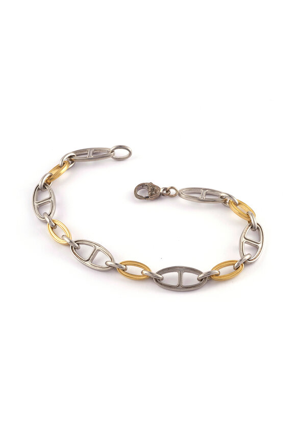 Sylva & Cie 18k Yellow Gold & Platinum Oval Link Bracelet - view 1