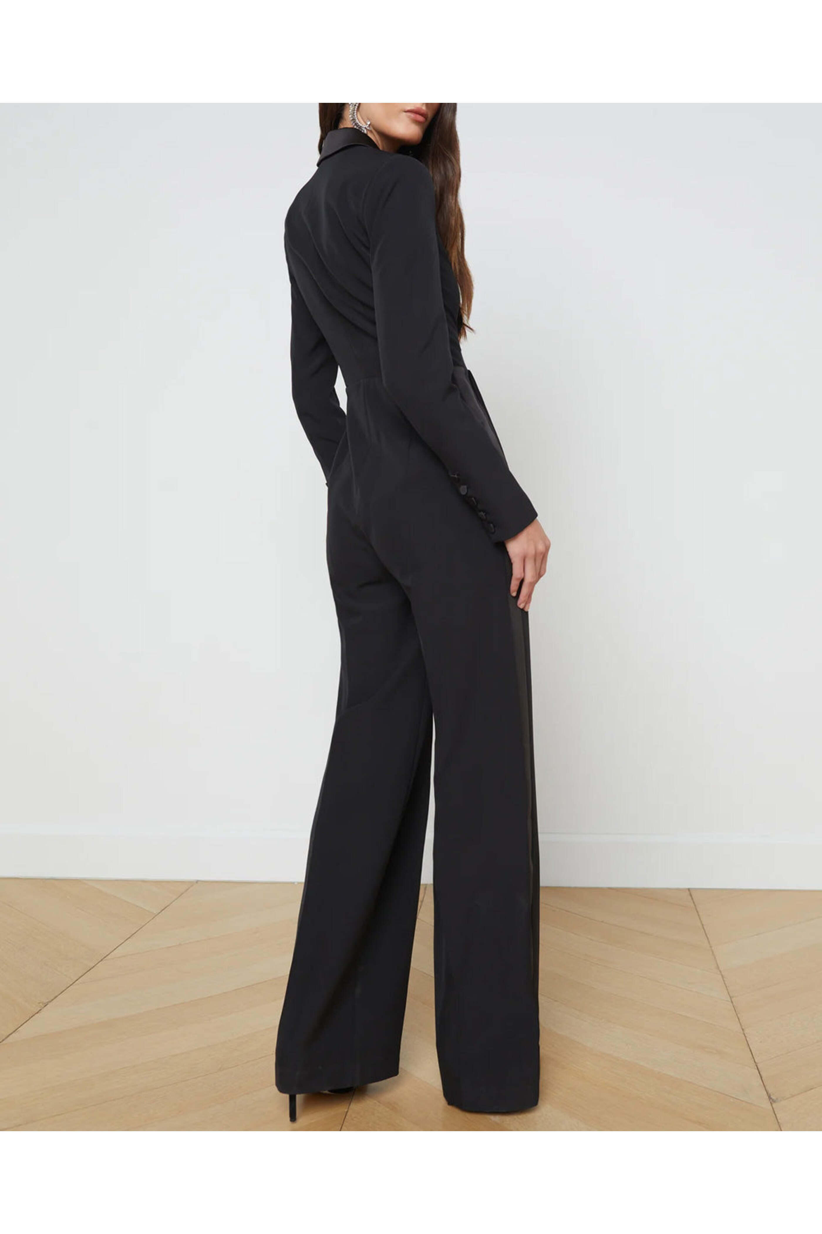 L'Agence - Black Bora Tux Jumpsuit