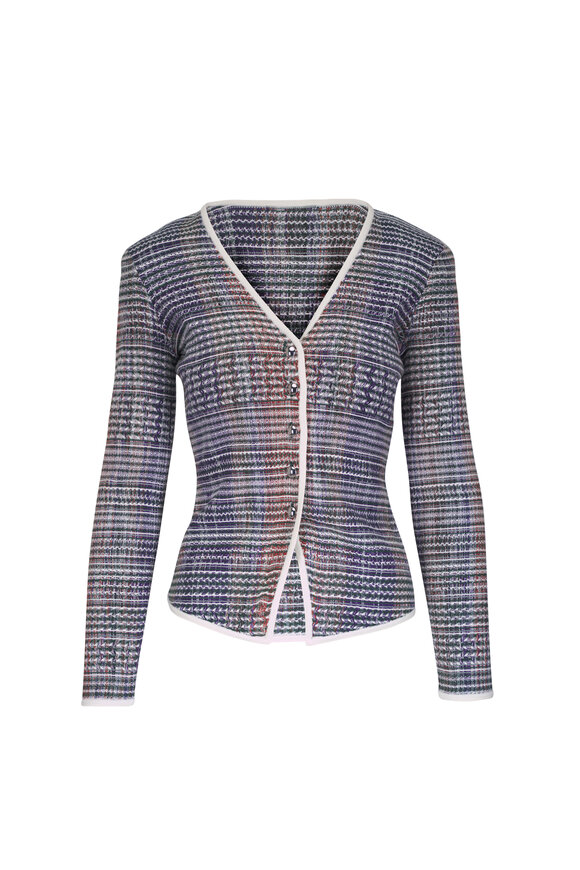 Veronica Beard Nadialine Dark Hunter Green Multicolor Knit Jacket