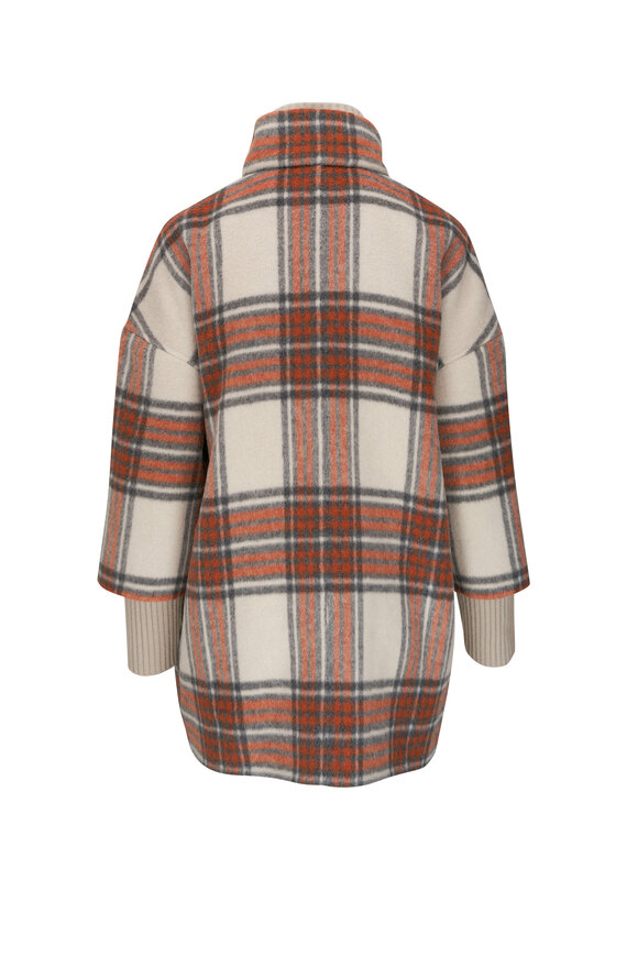 Kinross - Orange Multi Plaid Knit Insert Coat 