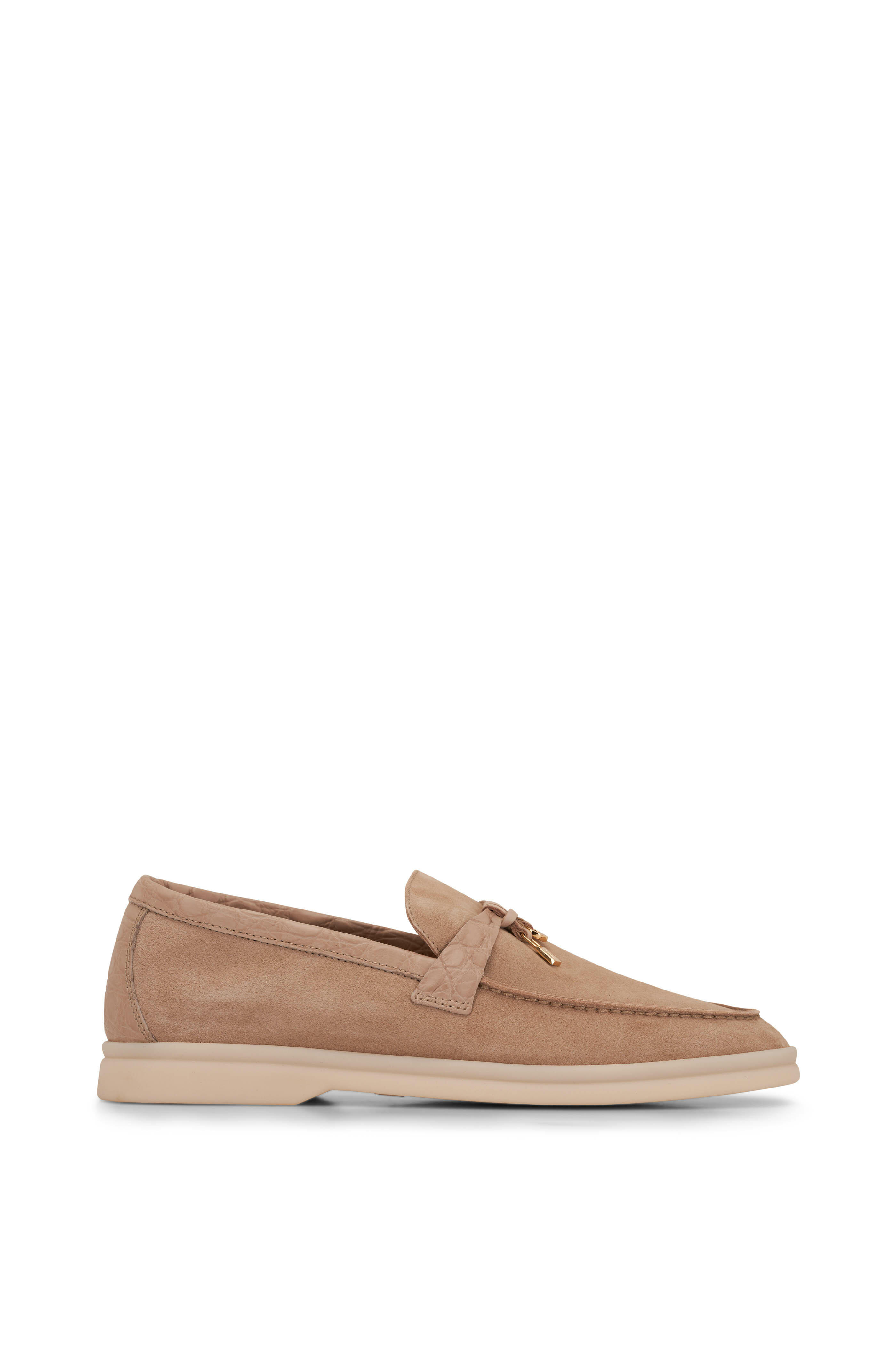 Loro Piana☆美品☆ Loro Piana - Summer Charms Sandstone Suede & Crocodile Loafer