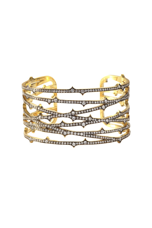Sylva & Cie - 18K Yellow Gold & Diamond Thorn Cuff Bracelet