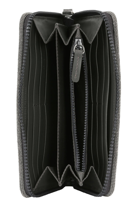 Brunello Cucinelli - Graphite Leather Monili Piped Continental Wallet