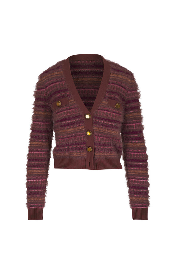 L'Agence - Ivory & Midnight Striped Button Front Cardigan