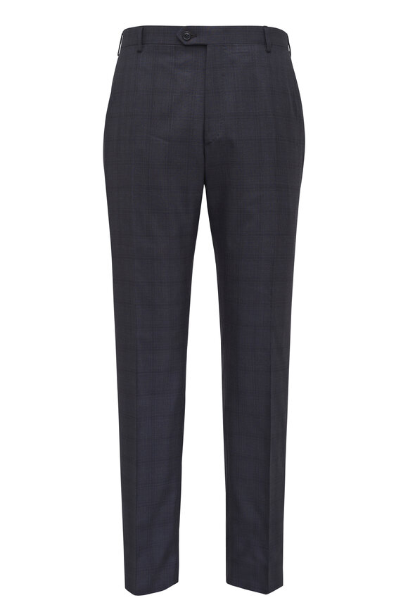 Brioni Navy Plaid Wool & Silk Suit - view 4