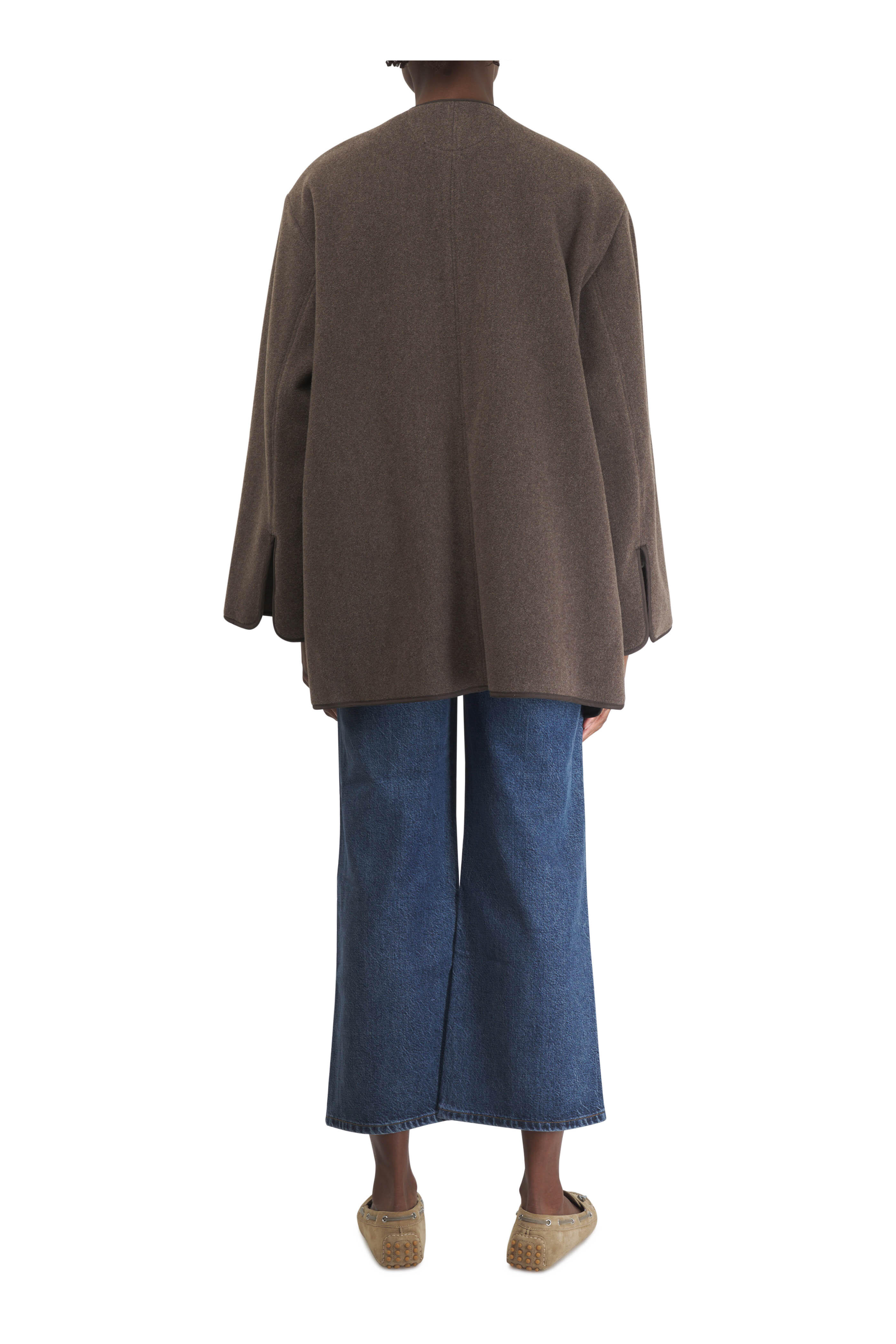 Totême - T-Lock Fawn Tan Leather Clutch