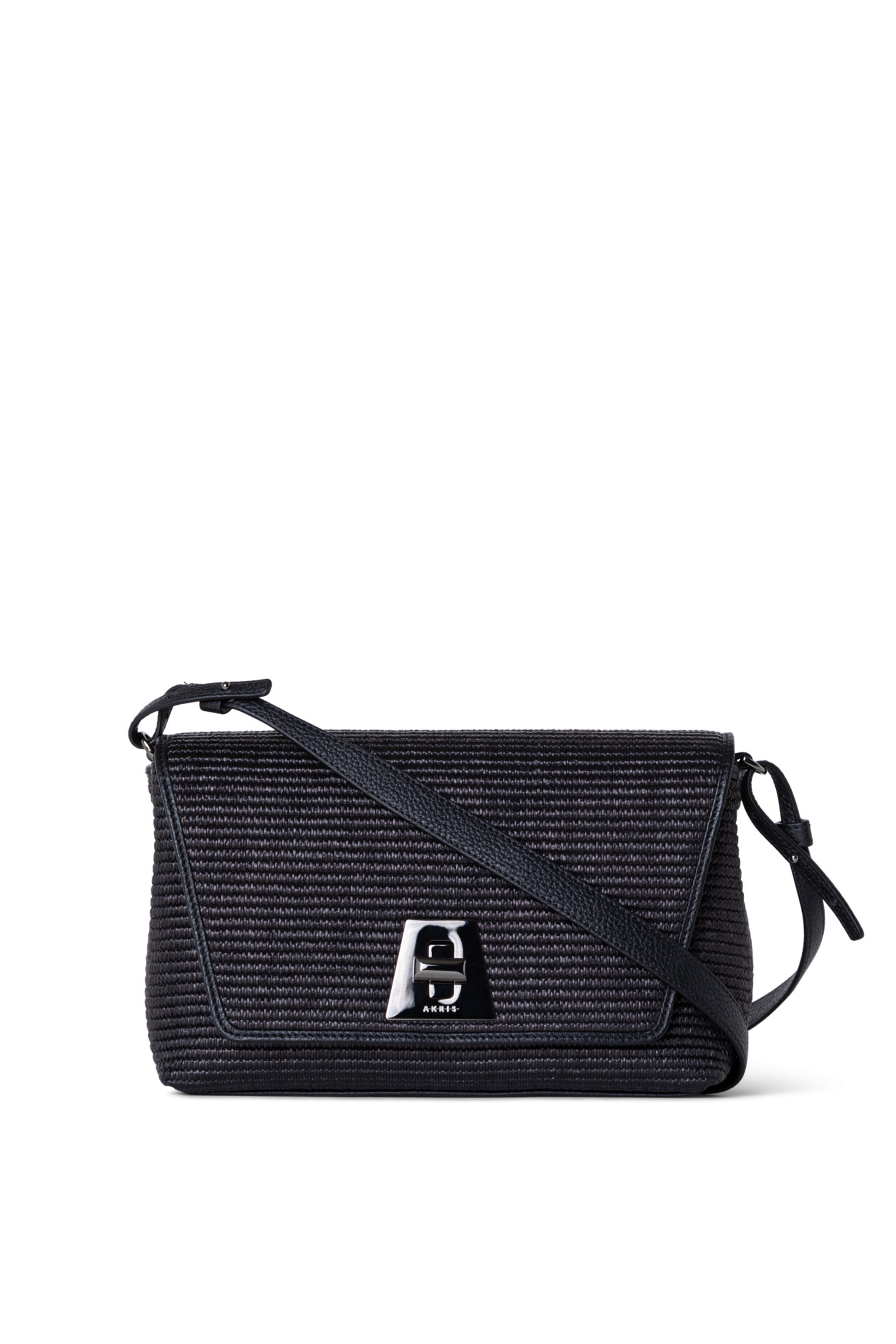 Akris - Small Anouk Black Woven Raffia Crossbody Bag