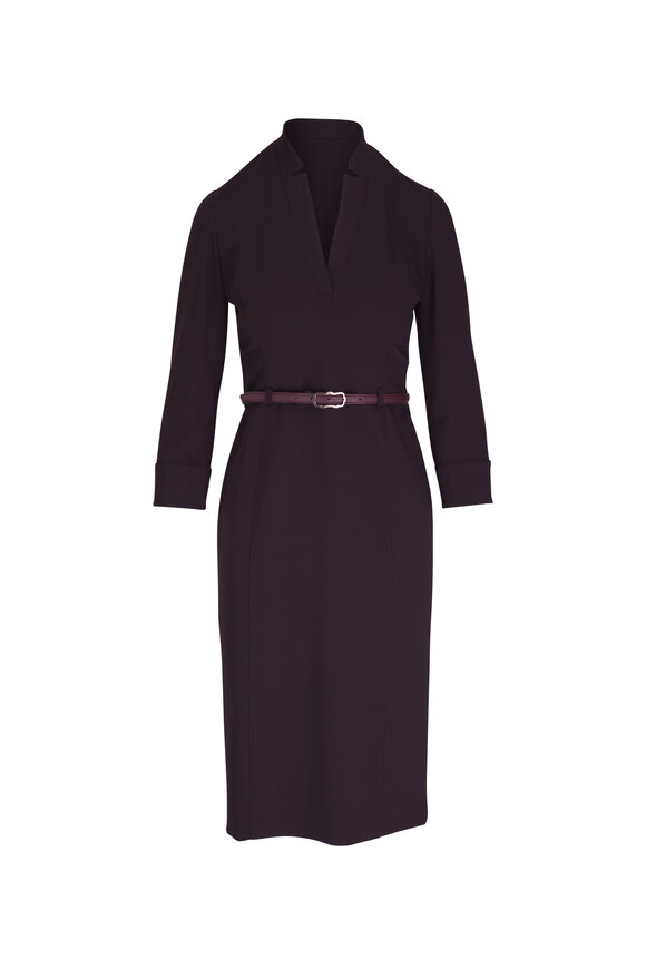 Agnona Chinot Wool Belted Midi Dress