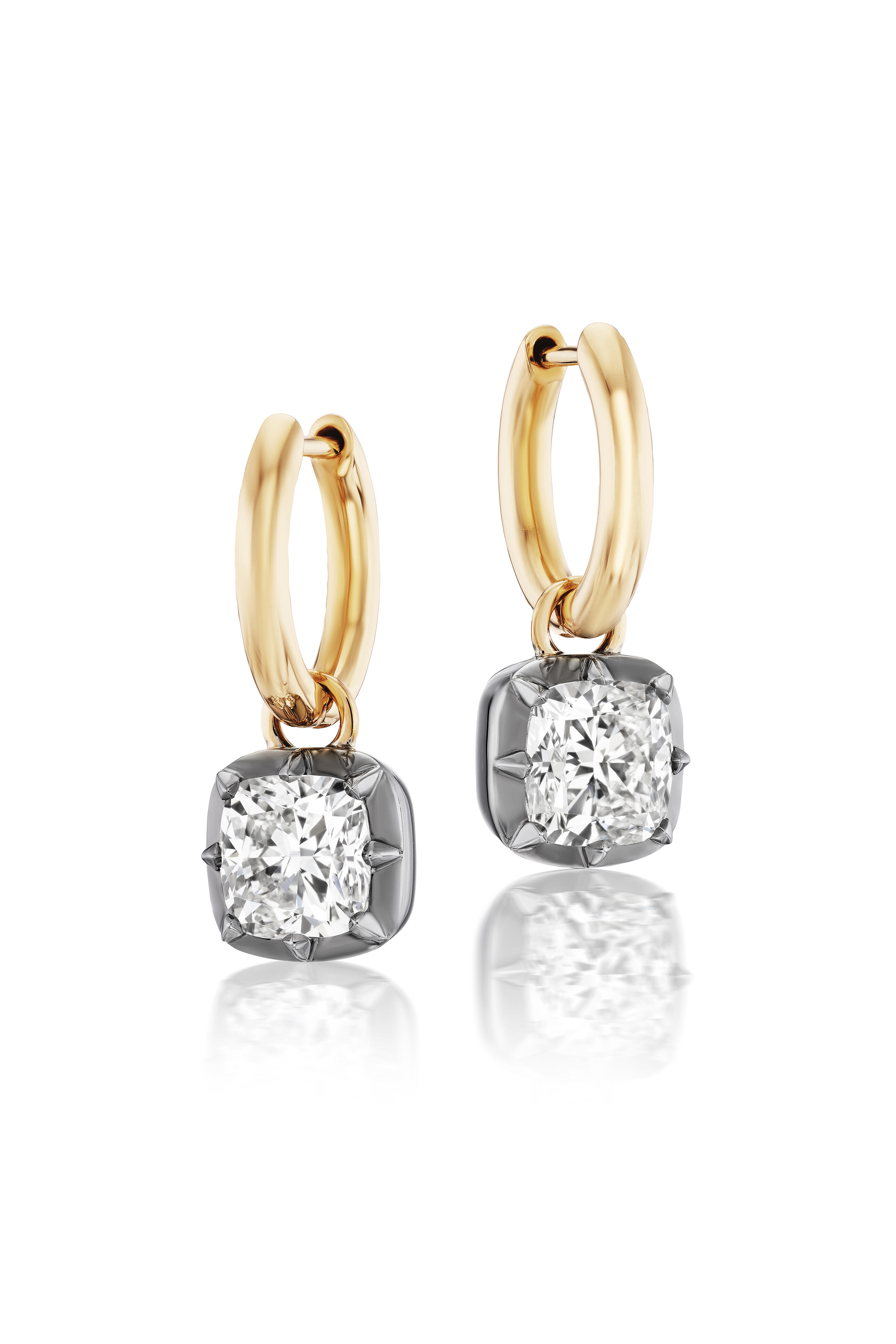 Nam Cho - 18k Yellow Gold Cushion-Cut Diamond Drop Earring
