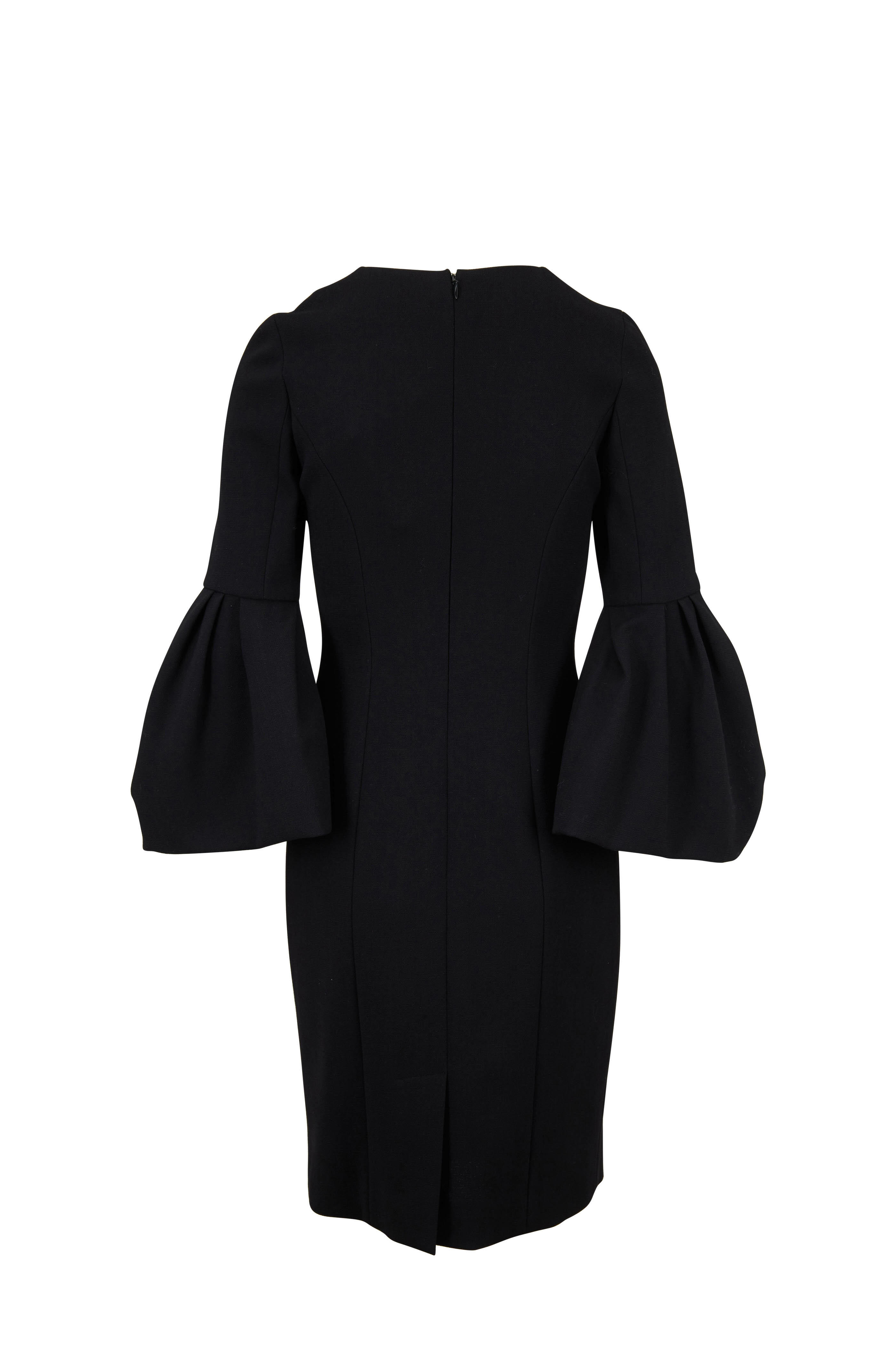 Carolina Herrera - Black Crêpe Couture Pleated Sleeve Dress