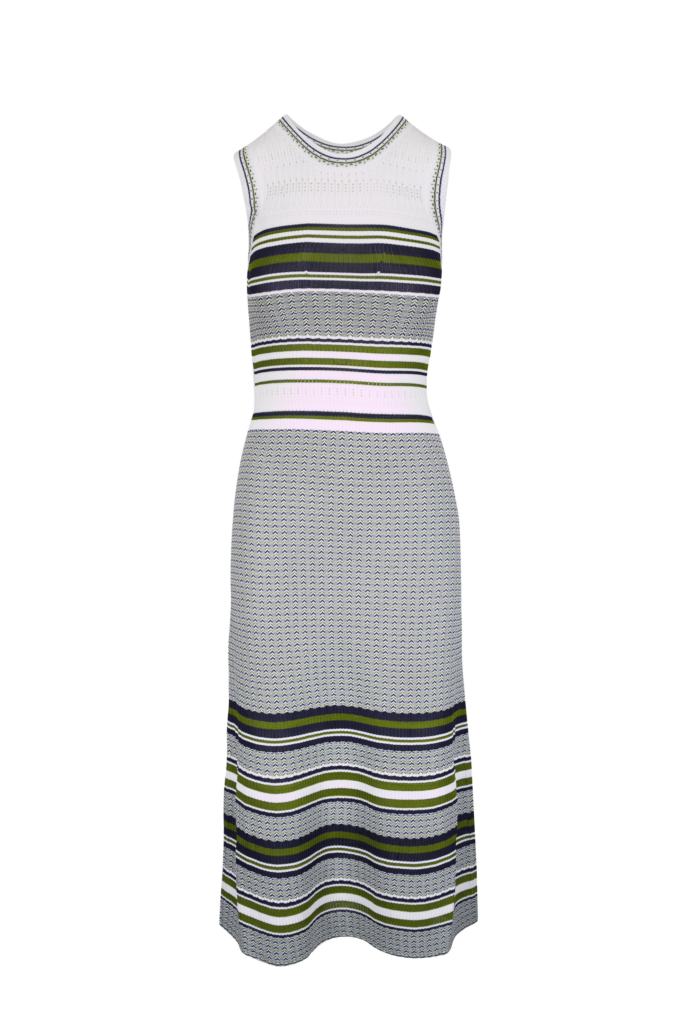 Veronica Beard - Dawna Blue, Green & White Knit Midi Dress - view 1