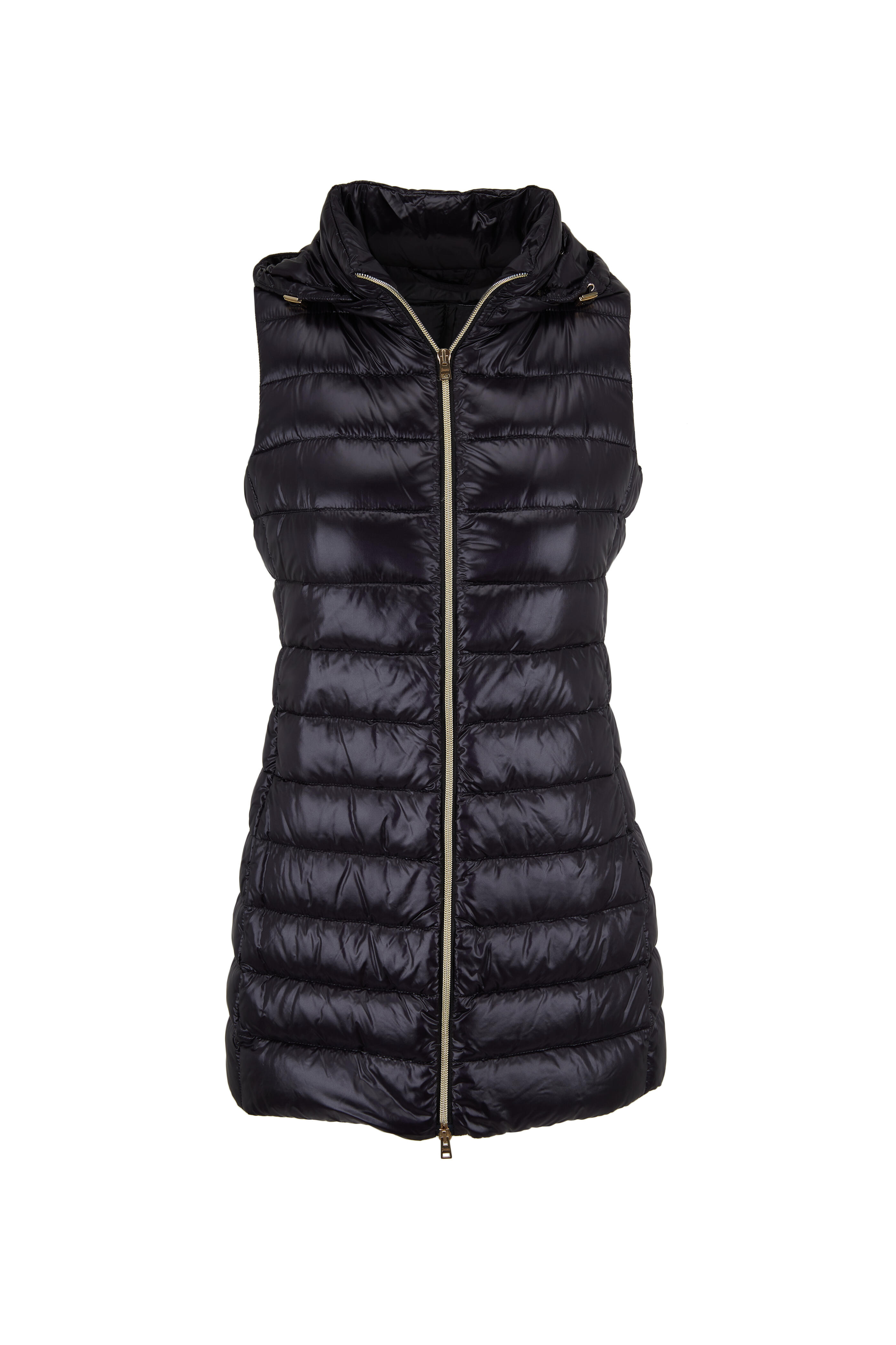 Herno - Black Nylon Fitted Long Puffer Vest | Mitchell Stores