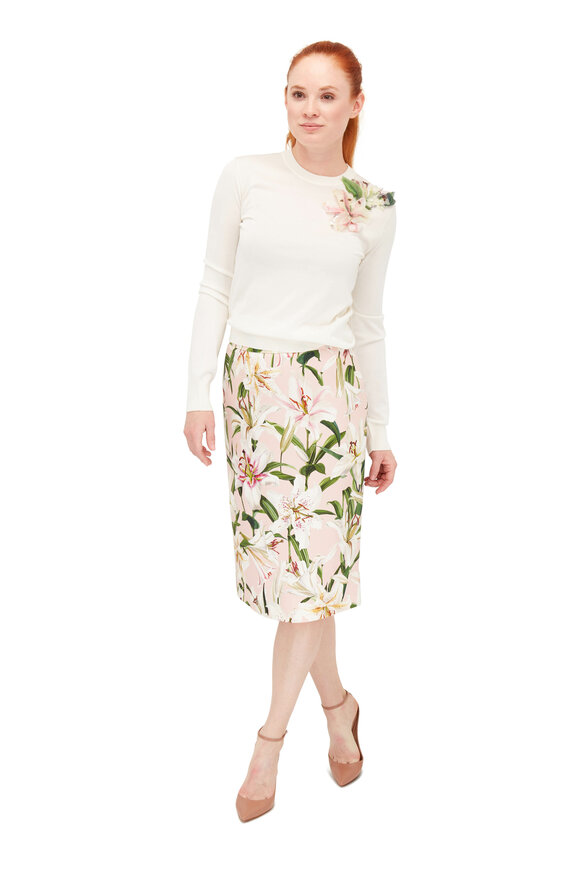 Dolce & Gabbana - Ivory Flower Appliqué Knit Sweater