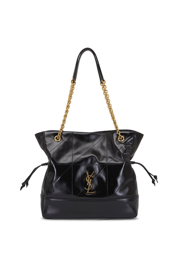 Saint Laurent Small Jamie Black Shiny Leather Shopping Tote