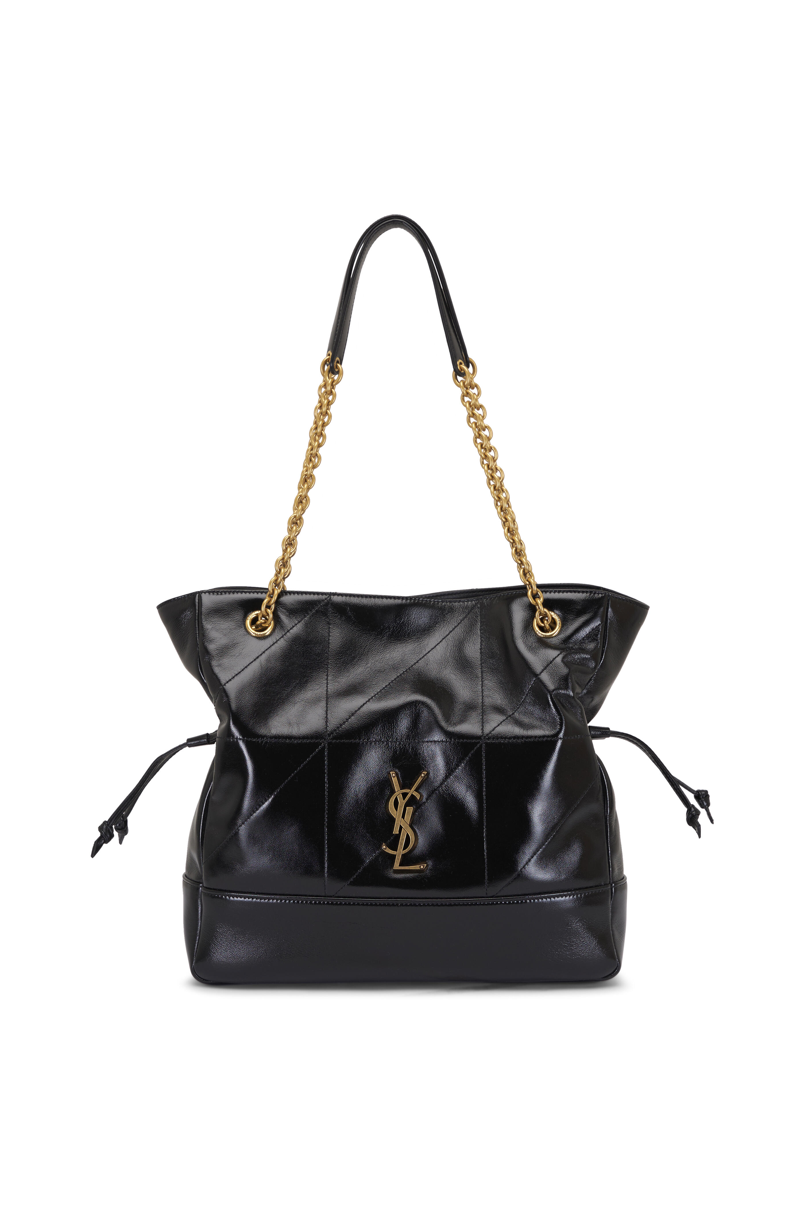Saint Laurent - Small Jamie Black Shiny Leather Shopping Tote