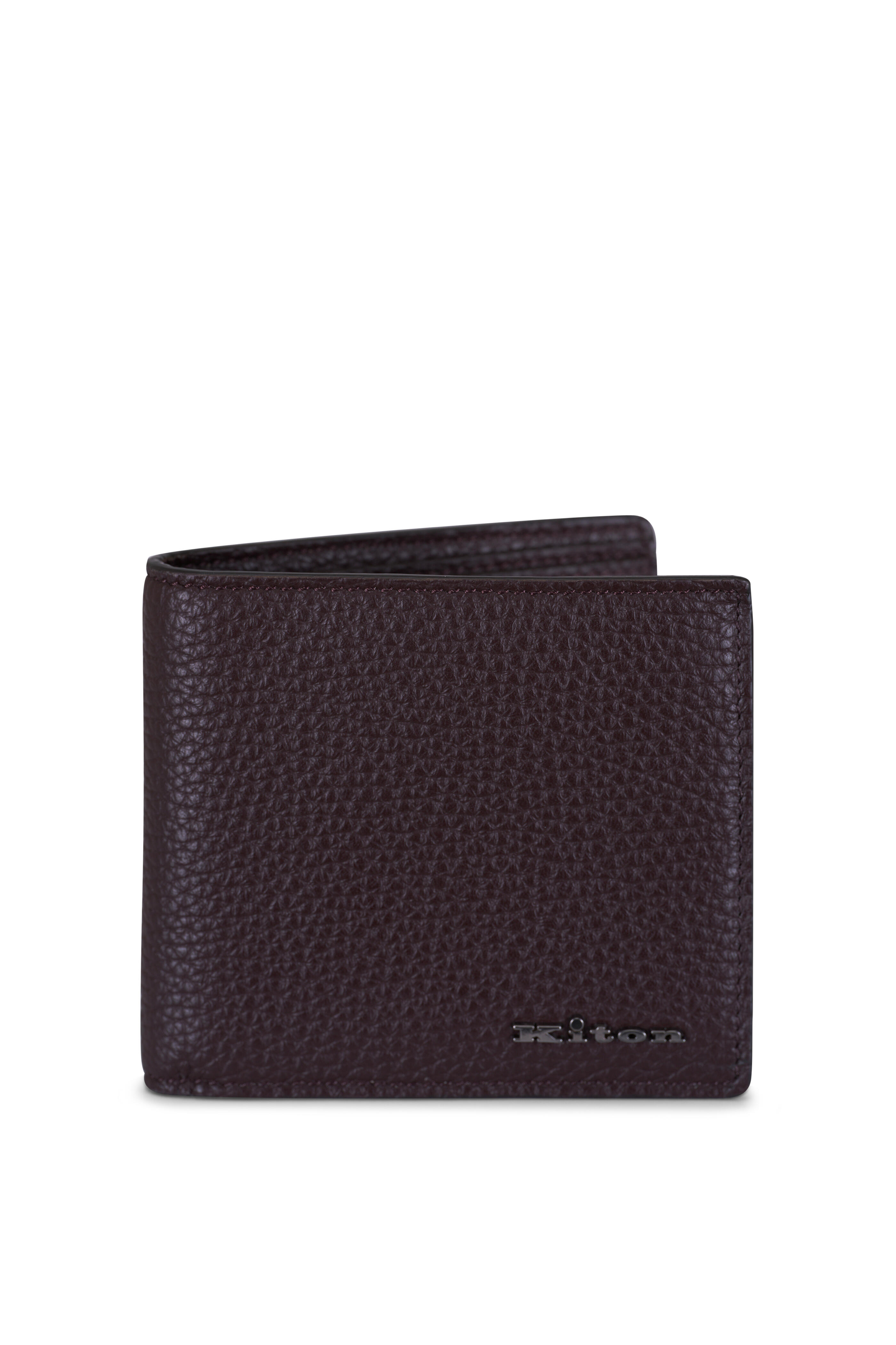 Kiton - Brown Grained Leather Bi-Fold Wallet